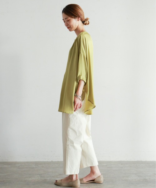 NOMBRE IMPAIR（ノンブルアンペール）の「ドットドビー楊柳　ポンチョブラウス（シャツ/ブラウス・レディース・イエロー/グリーン・FREE）」の6枚目の写真