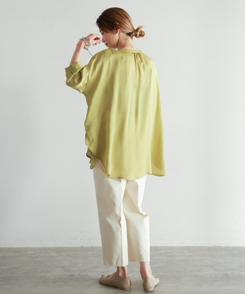 NOMBRE IMPAIR（ノンブルアンペール）の「ドットドビー楊柳　ポンチョブラウス（シャツ/ブラウス・レディース・イエロー/グリーン・FREE）」の7枚目の写真