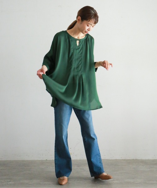 NOMBRE IMPAIR（ノンブルアンペール）の「ドットドビー楊柳　ポンチョブラウス（シャツ/ブラウス・レディース・イエロー/グリーン・FREE）」の18枚目の写真