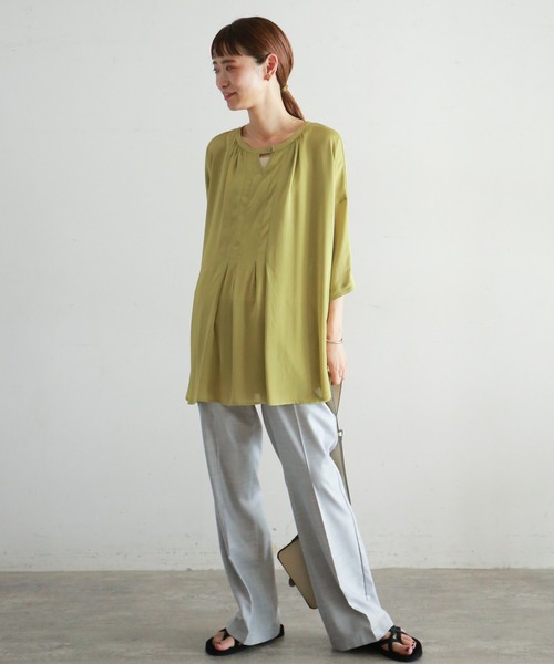 NOMBRE IMPAIR（ノンブルアンペール）の「ドットドビー楊柳　ポンチョブラウス（シャツ/ブラウス・レディース・イエロー/グリーン・FREE）」の14枚目の写真