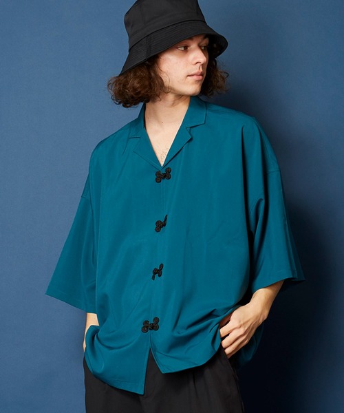 MEMENTISM(メメントイズム)の「ルーズビッグシルエットチャイナ開襟アロハシャツ(シャツ/ブラウス・メンズ・ネイビー/ブルー/グリーン/ウィート/ブラウン/ブラック/ブラウン系/ピンク系/パープル系/ベージュ系/グリーン系/ブラック系/ダークグリーン系/ライトグリーン系/ネイビー系/グレー系・FREE)」の9枚目の写真