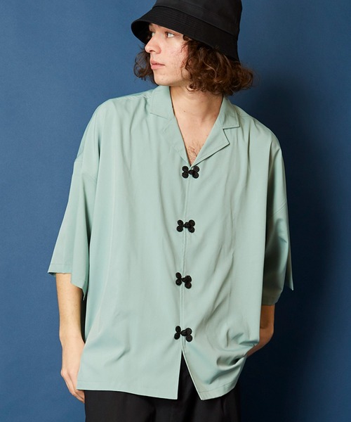 MEMENTISM(メメントイズム)の「ルーズビッグシルエットチャイナ開襟アロハシャツ(シャツ/ブラウス・メンズ・ネイビー/ブルー/グリーン/ウィート/ブラウン/ブラック/ブラウン系/ピンク系/パープル系/ベージュ系/グリーン系/ブラック系/ダークグリーン系/ライトグリーン系/ネイビー系/グレー系・FREE)」の11枚目の写真