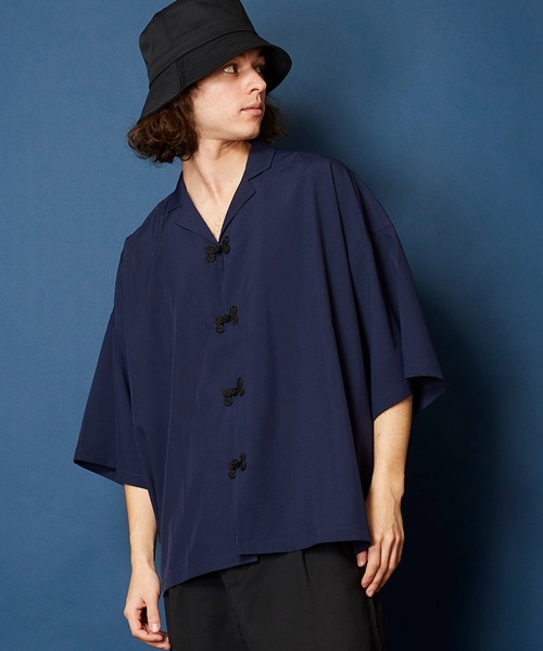 MEMENTISM(メメントイズム)の「ルーズビッグシルエットチャイナ開襟アロハシャツ(シャツ/ブラウス・メンズ・ネイビー/ブルー/グリーン/ウィート/ブラウン/ブラック/ブラウン系/ピンク系/パープル系/ベージュ系/グリーン系/ブラック系/ダークグリーン系/ライトグリーン系/ネイビー系/グレー系・FREE)」の14枚目の写真