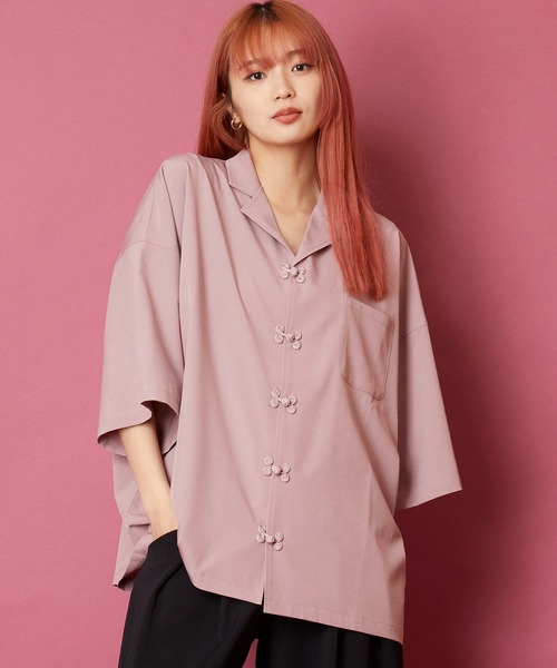 MEMENTISM(メメントイズム)の「ルーズビッグシルエットチャイナ開襟アロハシャツ(シャツ/ブラウス・メンズ・ネイビー/ブルー/グリーン/ウィート/ブラウン/ブラック/ブラウン系/ピンク系/パープル系/ベージュ系/グリーン系/ブラック系/ダークグリーン系/ライトグリーン系/ネイビー系/グレー系・FREE)」の16枚目の写真