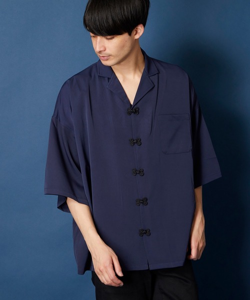 MEMENTISM(メメントイズム)の「ルーズビッグシルエットチャイナ開襟アロハシャツ(シャツ/ブラウス・メンズ・ネイビー/ブルー/グリーン/ウィート/ブラウン/ブラック/ブラウン系/ピンク系/パープル系/ベージュ系/グリーン系/ブラック系/ダークグリーン系/ライトグリーン系/ネイビー系/グレー系・FREE)」の12枚目の写真