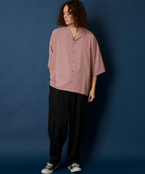 MEMENTISM(メメントイズム)の「ルーズビッグシルエットチャイナ開襟アロハシャツ(シャツ/ブラウス・メンズ・ネイビー/ブルー/グリーン/ウィート/ブラウン/ブラック/ブラウン系/ピンク系/パープル系/ベージュ系/グリーン系/ブラック系/ダークグリーン系/ライトグリーン系/ネイビー系/グレー系・FREE)」の19枚目の写真