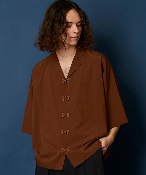 MEMENTISM(メメントイズム)の「ルーズビッグシルエットチャイナ開襟アロハシャツ(シャツ/ブラウス・メンズ・ネイビー/ブルー/グリーン/ウィート/ブラウン/ブラック/ブラウン系/ピンク系/パープル系/ベージュ系/グリーン系/ブラック系/ダークグリーン系/ライトグリーン系/ネイビー系/グレー系・FREE)」の22枚目の写真