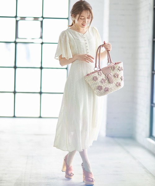 tocco closet（トッコ　クローゼット）の「フェイクレザーフラワーモチーフ付きカゴバッグ（かごバッグ・レディース・オフホワイト/ブラック/ピンク・FREE）」の20枚目の写真