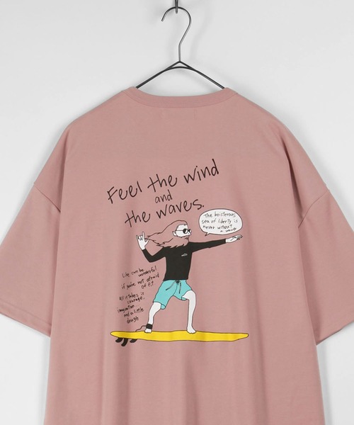 make a ray!（メイク ア レイ！）の「Skater ＆ Surf/スケーター＆サーフ ストリートスタイル バックプリントTシャツ（Tシャツ/カットソー・メンズ・パープル/ホワイト系その他/ライトピンク/ホワイト系その他2/ホワイト/ブルーグリーン・M/L）」の6枚目の写真