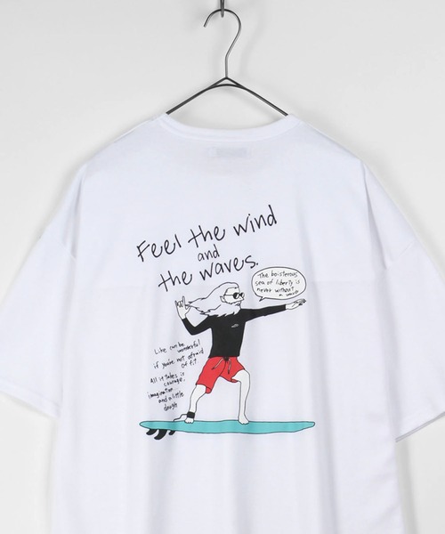 make a ray!（メイク ア レイ！）の「Skater ＆ Surf/スケーター＆サーフ ストリートスタイル バックプリントTシャツ（Tシャツ/カットソー・メンズ・パープル/ホワイト系その他/ライトピンク/ホワイト系その他2/ホワイト/ブルーグリーン・M/L）」の2枚目の写真