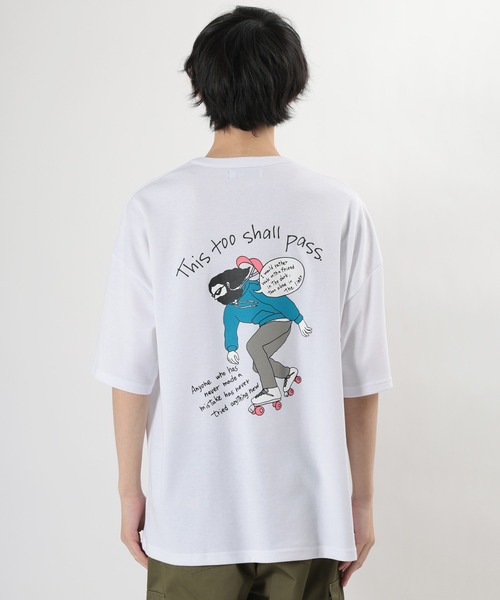 make a ray!（メイク ア レイ！）の「Skater ＆ Surf/スケーター＆サーフ ストリートスタイル バックプリントTシャツ（Tシャツ/カットソー・メンズ・パープル/ホワイト系その他/ライトピンク/ホワイト系その他2/ホワイト/ブルーグリーン・M/L）」の7枚目の写真