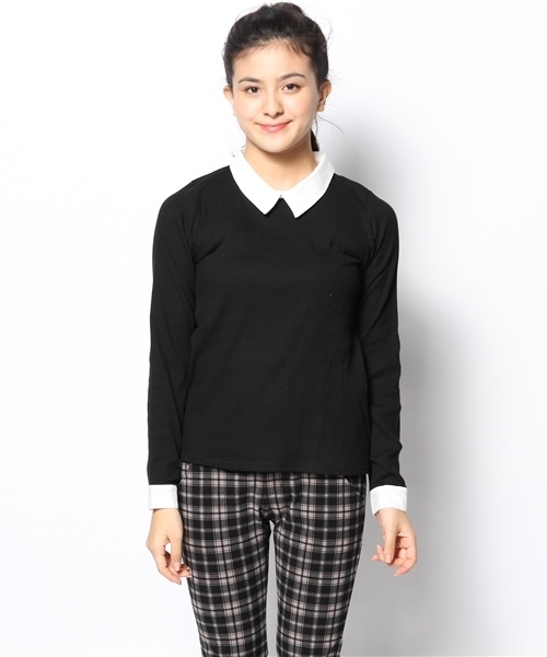 natural couture（ナチュラルクチュール）の「【natural couture NICE CLAUP】衿付きインナーＴシャツ（Tシャツ/カットソー・レディース・マスタード/ネイビー/ブラック/ボルドー・FREE）」の5枚目の写真