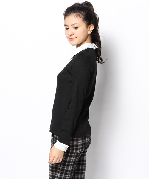 natural couture（ナチュラルクチュール）の「【natural couture NICE CLAUP】衿付きインナーＴシャツ（Tシャツ/カットソー・レディース・マスタード/ネイビー/ブラック/ボルドー・FREE）」の6枚目の写真