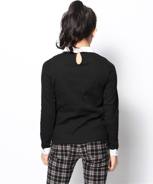 natural couture（ナチュラルクチュール）の「【natural couture NICE CLAUP】衿付きインナーＴシャツ（Tシャツ/カットソー・レディース・マスタード/ネイビー/ブラック/ボルドー・FREE）」の7枚目の写真