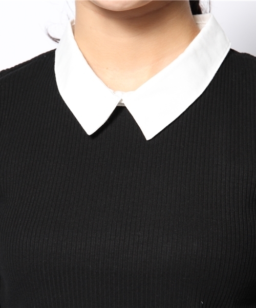 natural couture（ナチュラルクチュール）の「【natural couture NICE CLAUP】衿付きインナーＴシャツ（Tシャツ/カットソー・レディース・マスタード/ネイビー/ブラック/ボルドー・FREE）」の8枚目の写真