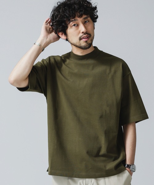 NANO universe（ナノユニバース）の「30/3コンパクトコットンハーフモックＴシャツ（Tシャツ/カットソー・メンズ・ブラック/ホワイト/カーキ・L/M）」の3枚目の写真