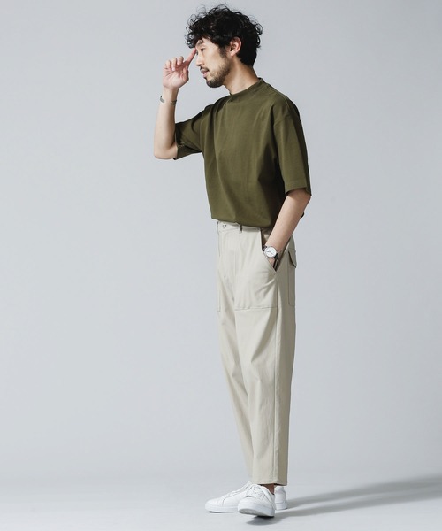 NANO universe（ナノユニバース）の「30/3コンパクトコットンハーフモックＴシャツ（Tシャツ/カットソー・メンズ・ブラック/ホワイト/カーキ・L/M）」の5枚目の写真