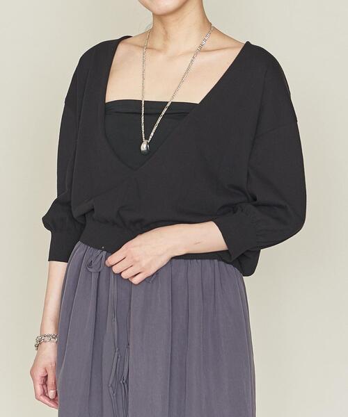 Astraet アストラット 18g トップス 5分袖 ディープvネックニット ニット セーター Astraet アストラット のファッション ニット セーター セール 5分袖