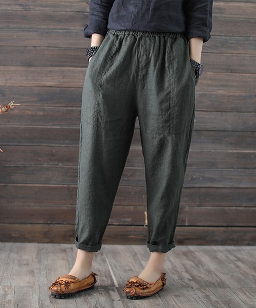 aimoha（アイモハ）の「綿麻ゆったり9分丈パンツ（その他パンツ・レディース・モカ/オレンジ/グリーン/ベージュ/ブラック/ホワイト・FREE）」の7枚目の写真