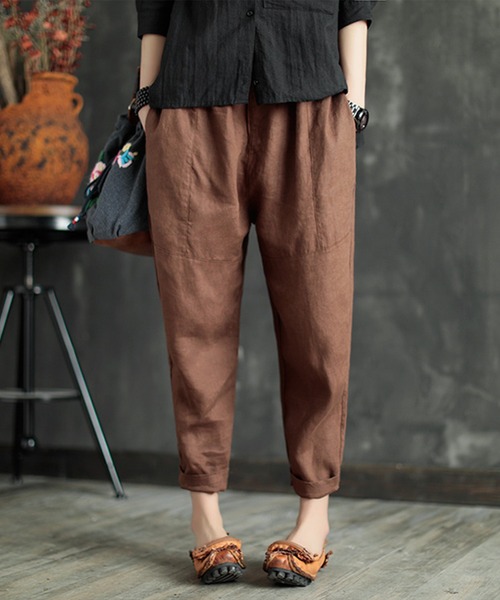 aimoha（アイモハ）の「綿麻ゆったり9分丈パンツ（その他パンツ・レディース・モカ/オレンジ/グリーン/ベージュ/ブラック/ホワイト・FREE）」の10枚目の写真