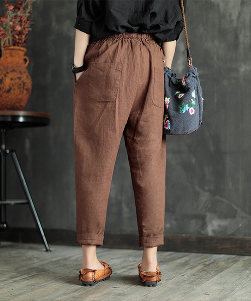 aimoha（アイモハ）の「綿麻ゆったり9分丈パンツ（その他パンツ・レディース・モカ/オレンジ/グリーン/ベージュ/ブラック/ホワイト・FREE）」の9枚目の写真