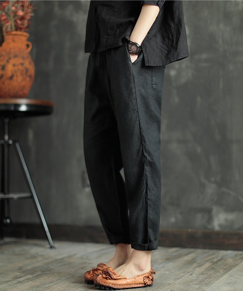 aimoha（アイモハ）の「綿麻ゆったり9分丈パンツ（その他パンツ・レディース・モカ/オレンジ/グリーン/ベージュ/ブラック/ホワイト・FREE）」の8枚目の写真