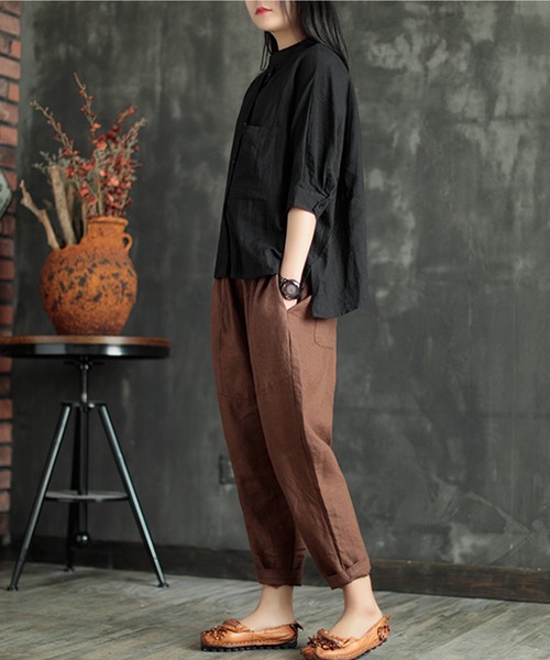 aimoha（アイモハ）の「綿麻ゆったり9分丈パンツ（その他パンツ・レディース・モカ/オレンジ/グリーン/ベージュ/ブラック/ホワイト・FREE）」の11枚目の写真