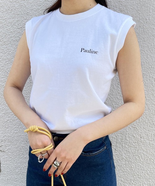 MADEMOISELLE ROPE'（マドモアゼル ロペ）の「ボンボヤージュノースリーブTシャツ（Tシャツ/カットソー・レディース・グレー/ピンク・38）」の6枚目の写真