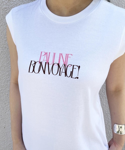 MADEMOISELLE ROPE'（マドモアゼル ロペ）の「ボンボヤージュノースリーブTシャツ（Tシャツ/カットソー・レディース・グレー/ピンク・38）」の5枚目の写真