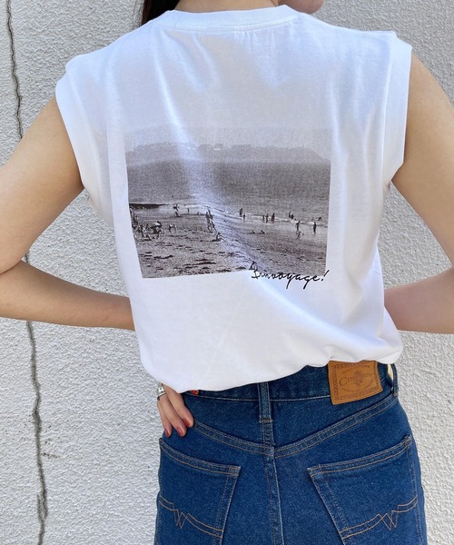 MADEMOISELLE ROPE'（マドモアゼル ロペ）の「ボンボヤージュノースリーブTシャツ（Tシャツ/カットソー・レディース・グレー/ピンク・38）」の11枚目の写真