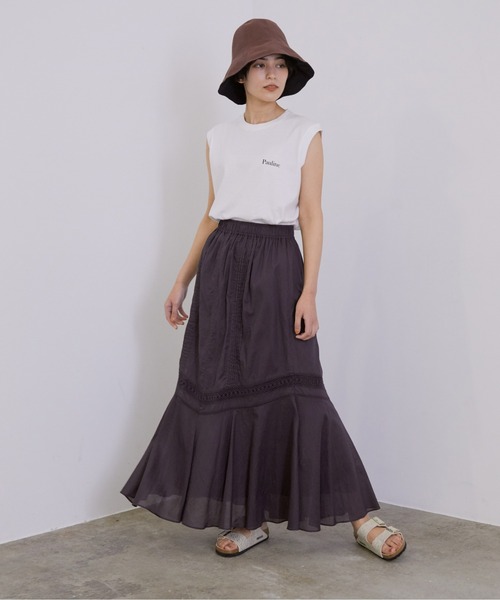 MADEMOISELLE ROPE'（マドモアゼル ロペ）の「ボンボヤージュノースリーブTシャツ（Tシャツ/カットソー・レディース・グレー/ピンク・38）」の9枚目の写真