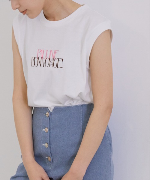 MADEMOISELLE ROPE'（マドモアゼル ロペ）の「ボンボヤージュノースリーブTシャツ（Tシャツ/カットソー・レディース・グレー/ピンク・38）」の15枚目の写真