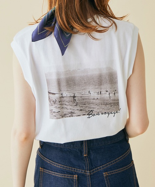 MADEMOISELLE ROPE'（マドモアゼル ロペ）の「ボンボヤージュノースリーブTシャツ（Tシャツ/カットソー・レディース・グレー/ピンク・38）」の21枚目の写真