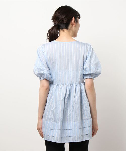 N.（N. Natural Beauty Basic）（エヌエヌナチュラルビューティーベーシック）の「カシュクールチュニックブラウス（シャツ/ブラウス・レディース・ブラック/ホワイト系その他/ブルー系その他・MEDIUM）」の9枚目の写真