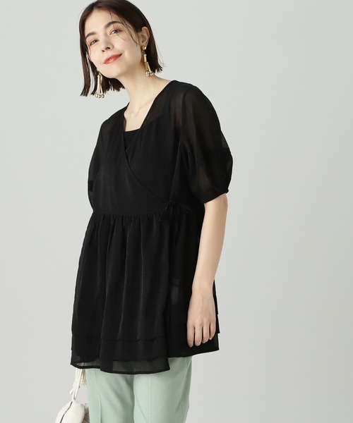 N.（N. Natural Beauty Basic）（エヌエヌナチュラルビューティーベーシック）の「カシュクールチュニックブラウス（シャツ/ブラウス・レディース・ブラック/ホワイト系その他/ブルー系その他・MEDIUM）」の20枚目の写真