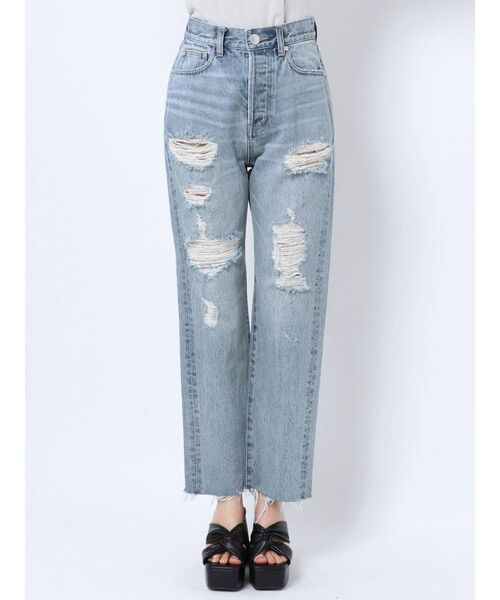 EMODA(エモダ)の「ユーズドクラッシュハイウエストジーンズ(デニムパンツ・レディース・ライトブルー/インディゴブルー・SMALL/MEDIUM/X-SMALL)」の9枚目の写真