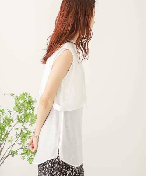 SENSE OF PLACE by URBAN RESEARCH(センスオブプレイスバイアーバンリサーチ)の「ピンタックレイヤードノースリーブシャツ(シャツ/ブラウス・レディース・グリーン/オフホワイト/ブラック・ONE)」の21枚目の写真