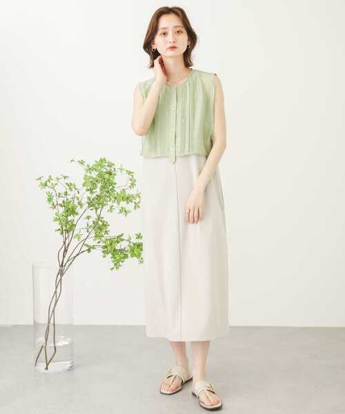 SENSE OF PLACE by URBAN RESEARCH(センスオブプレイスバイアーバンリサーチ)の「ピンタックレイヤードノースリーブシャツ(シャツ/ブラウス・レディース・グリーン/オフホワイト/ブラック・ONE)」の18枚目の写真