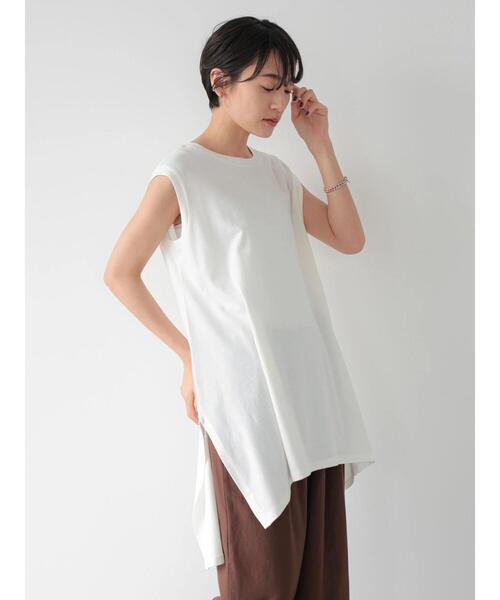 AMERICAN HOLIC(アメリカンホリック)の「前後差ノースリーブカットチュニック(Tシャツ/カットソー・レディース・グレイッシュベージュ/チャコールグレー/オフホワイト/ライトグリーン・L/M)」の5枚目の写真