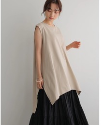 AMERICAN HOLIC | 前後差ノースリーブカットチュニック(Tシャツ/カットソー)