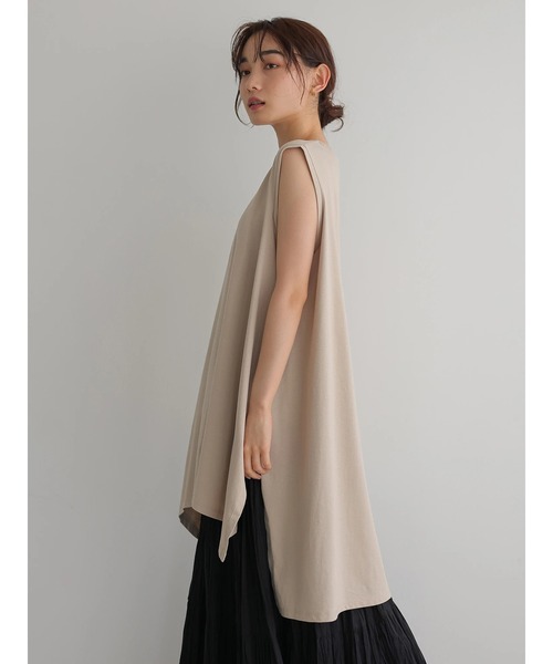 AMERICAN HOLIC(アメリカンホリック)の「前後差ノースリーブカットチュニック(Tシャツ/カットソー・レディース・グレイッシュベージュ/チャコールグレー/オフホワイト/ライトグリーン・L/M)」の13枚目の写真