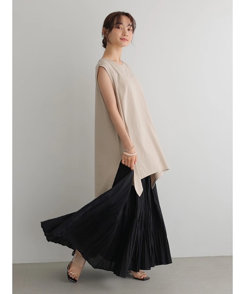 AMERICAN HOLIC(アメリカンホリック)の「前後差ノースリーブカットチュニック(Tシャツ/カットソー・レディース・グレイッシュベージュ/チャコールグレー/オフホワイト/ライトグリーン・L/M)」の16枚目の写真