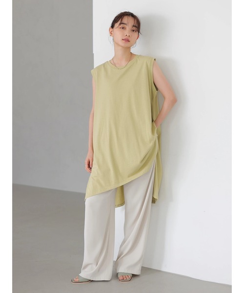 AMERICAN HOLIC(アメリカンホリック)の「前後差ノースリーブカットチュニック(Tシャツ/カットソー・レディース・グレイッシュベージュ/チャコールグレー/オフホワイト/ライトグリーン・L/M)」の22枚目の写真