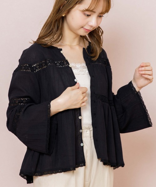 flower（フラワー）の「ミスティレースブラウス（シャツ/ブラウス・レディース・ブラック/ホワイト・FREE）」の2枚目の写真