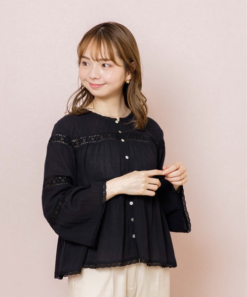 flower（フラワー）の「ミスティレースブラウス（シャツ/ブラウス・レディース・ブラック/ホワイト・FREE）」の5枚目の写真