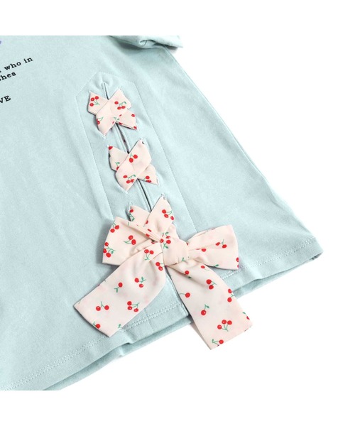 JENNI love（ジェニィラブ）の「チェリーレースアップTシャツ（Tシャツ/カットソー・キッズ・ベージュ/ブラック/サックスブルー・140cm/160cm/130cm/150cm）」の10枚目の写真