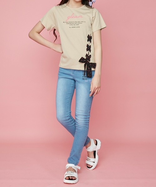JENNI love（ジェニィラブ）の「チェリーレースアップTシャツ（Tシャツ/カットソー・キッズ・ベージュ/ブラック/サックスブルー・140cm/160cm/130cm/150cm）」の19枚目の写真