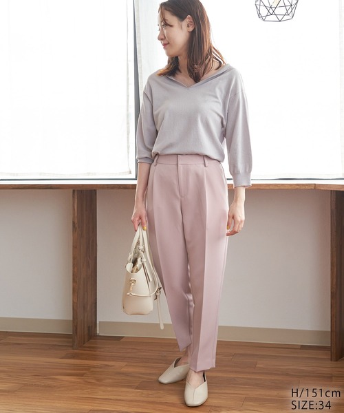 ROPE' PICNIC（ロペピクニック）の「【360°ウルトラストレッチ】【WEB限定・低身長向け】タックテーパードパンツ（その他パンツ・レディース・ブラック/ネイビー/ピンク/グリーン系その他/イエロー系その他3・40/38/36/34）」の7枚目の写真