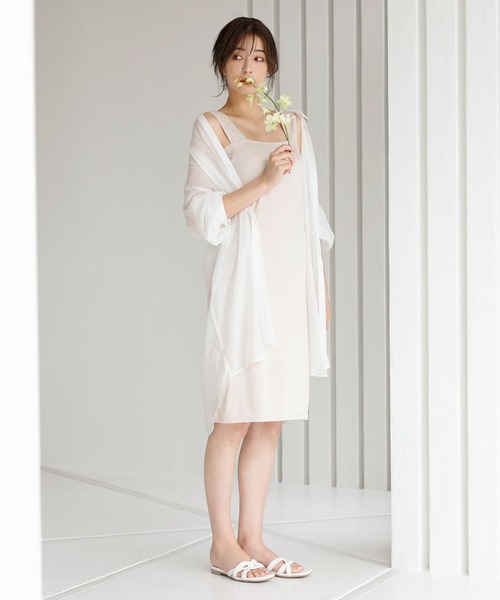 KOBE LETTUCE（コウベレタス）の「ブラ紐隠しタンクトップペチコートワンピース（インナーウェア/肌着・レディース・ブラック/オフホワイト/ベージュ・SM/L/XL）」の6枚目の写真