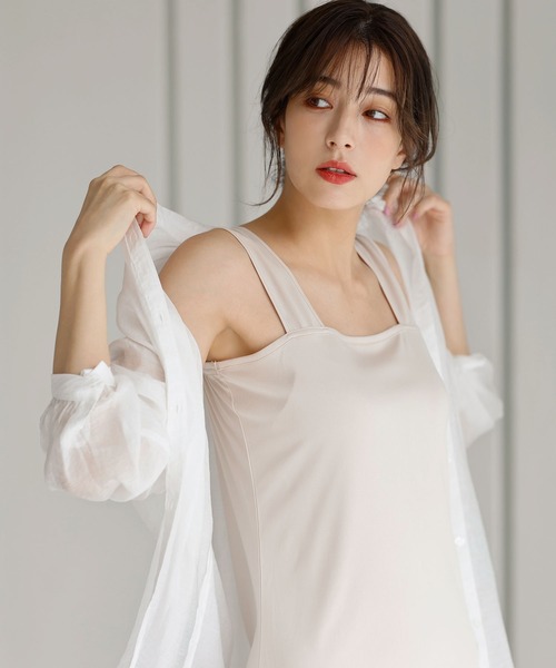 KOBE LETTUCE（コウベレタス）の「ブラ紐隠しタンクトップペチコートワンピース（インナーウェア/肌着・レディース・ブラック/オフホワイト/ベージュ・SM/L/XL）」の7枚目の写真